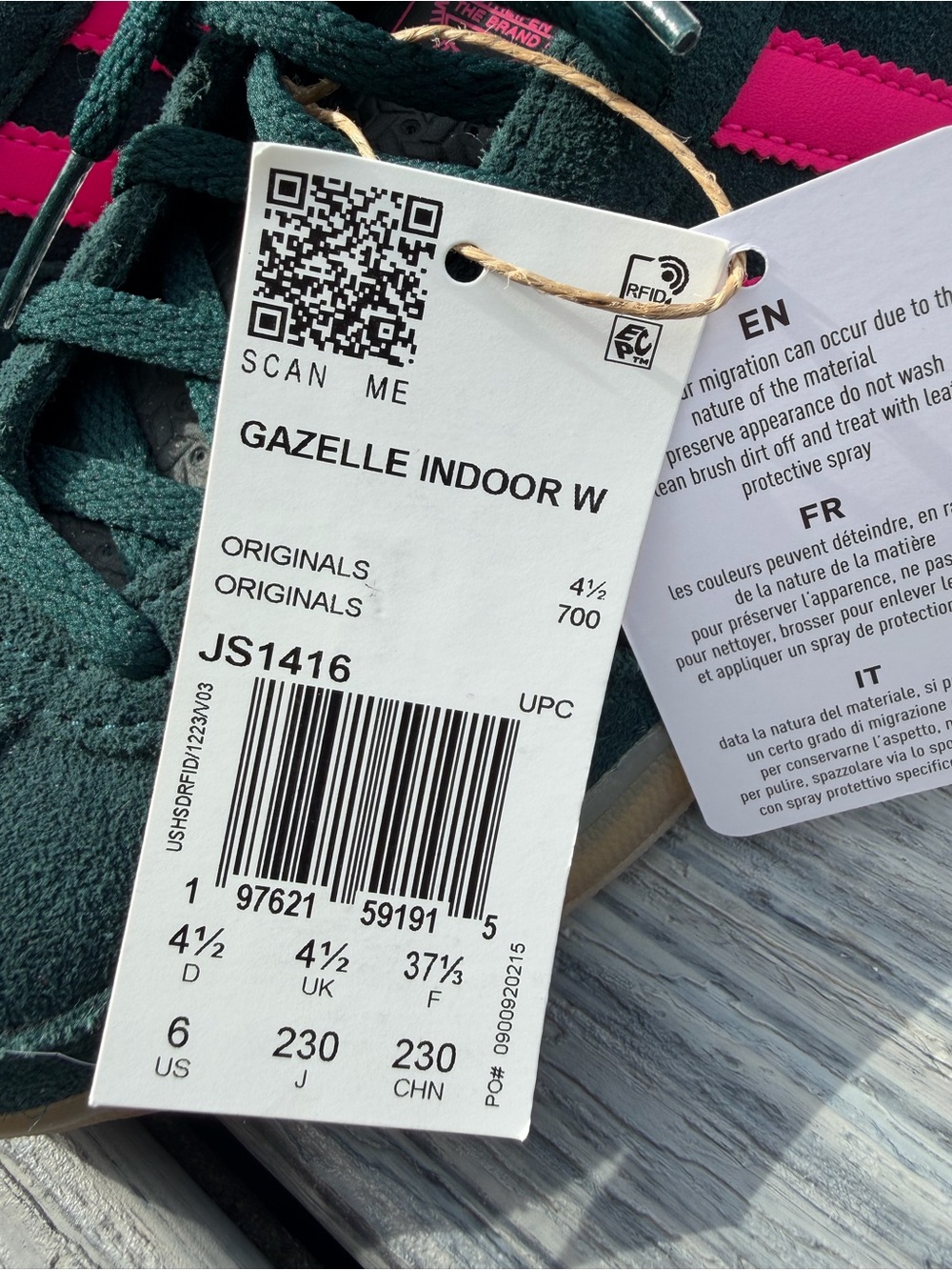 Adidas Gazelle Dark Green & Hot Pink Suede Sneakers - Picture 7 of 12